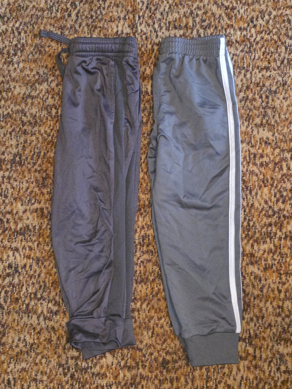 adidas Black and Gray Kids Track Joggers with White Side Stripe